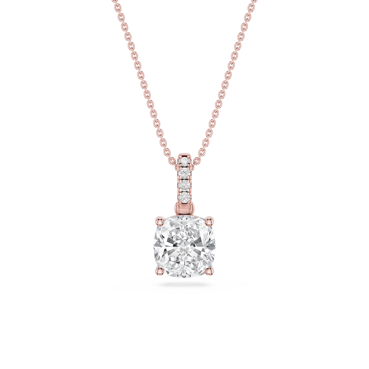 Cushion Lab Grown Diamond Hidden Halo Pendant - 16 to 18 Inches