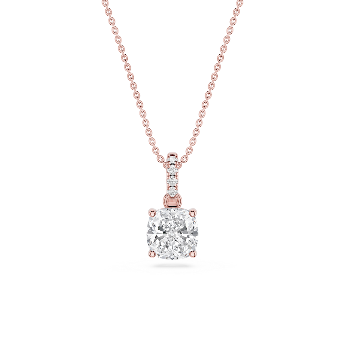 Cushion Lab Grown Diamond Hidden Halo Pendant - 16 to 18 Inches