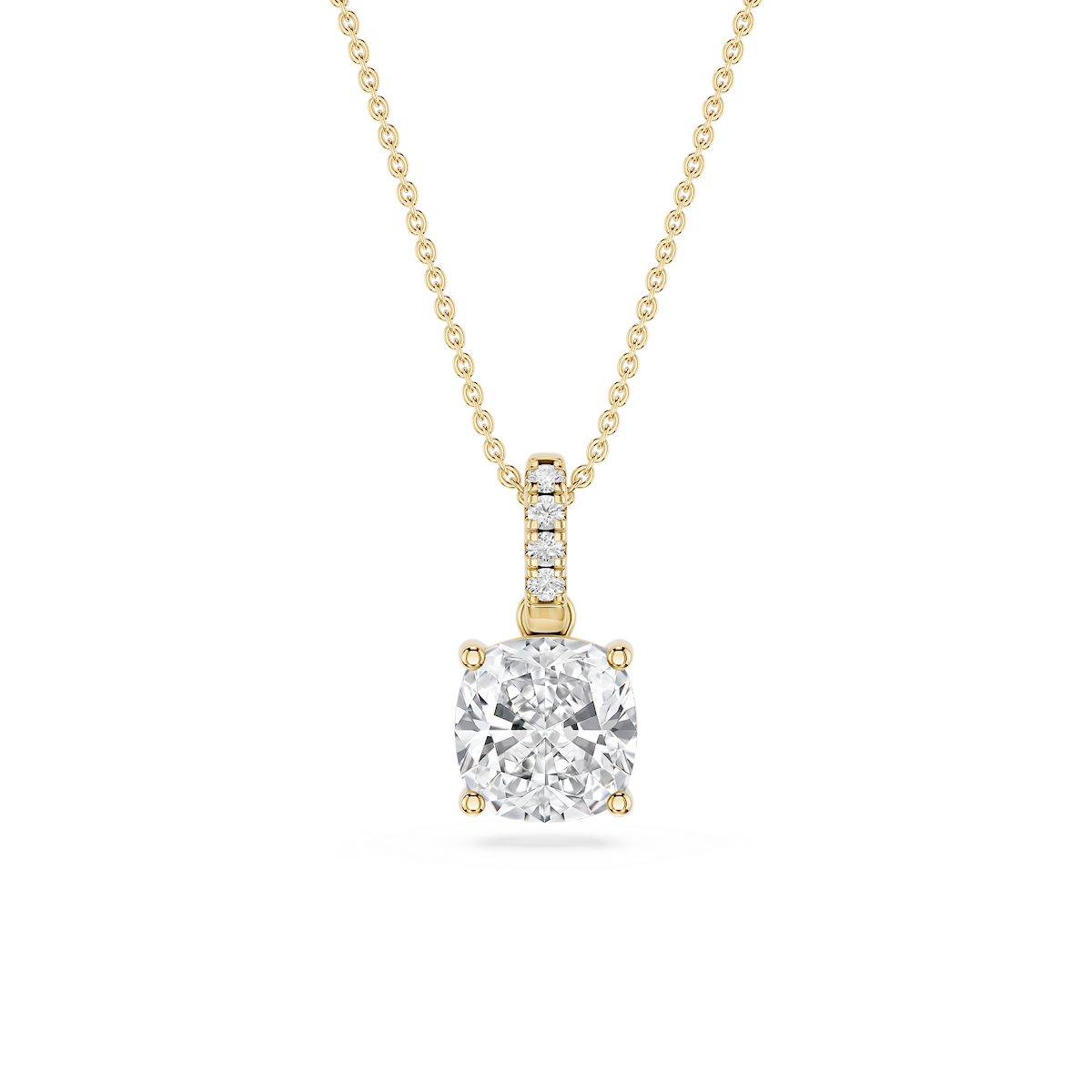 Cushion Lab Grown Diamond Hidden Halo Pendant - 16 to 18 Inches