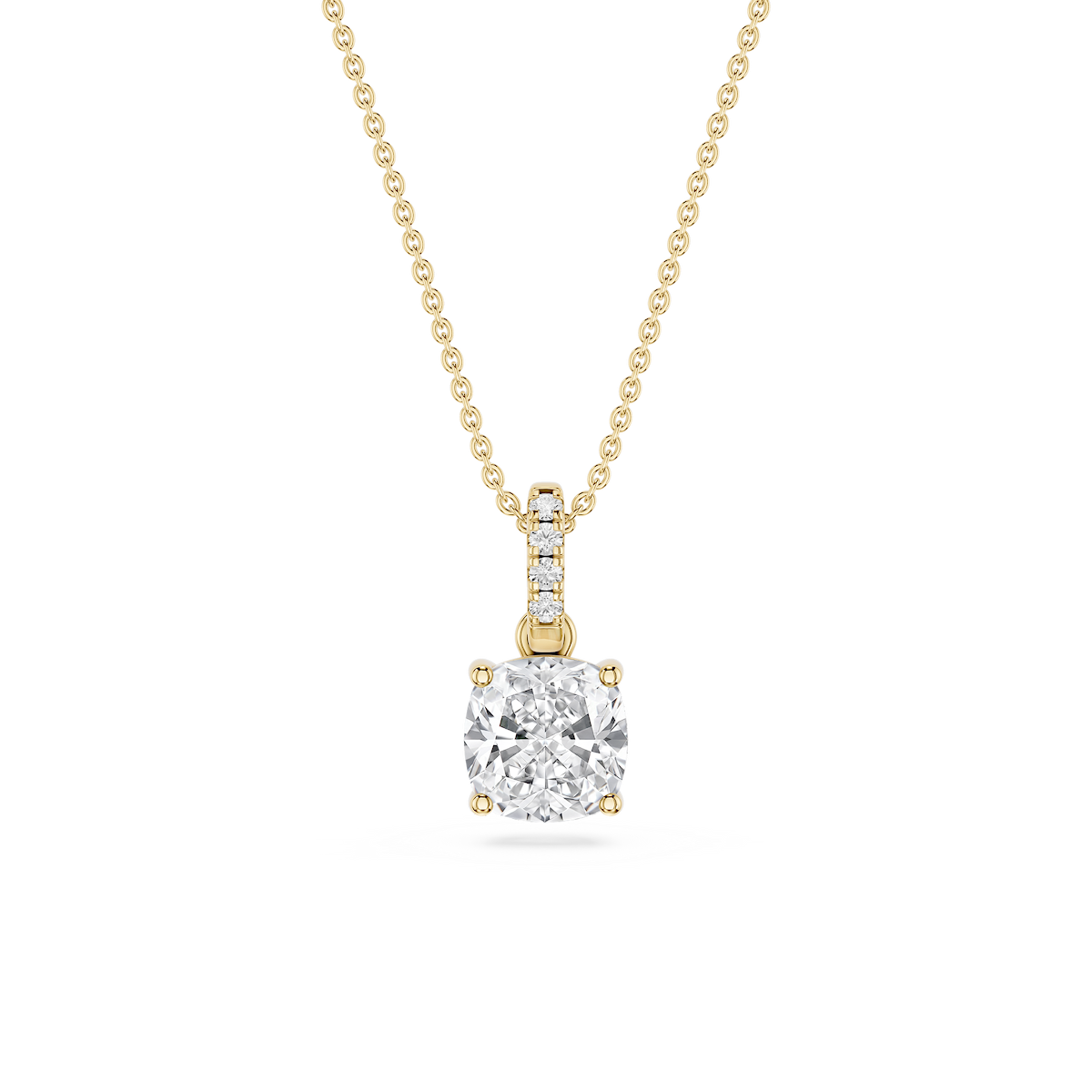 Cushion Lab Grown Diamond Hidden Halo Pendant - 16 to 18 Inches