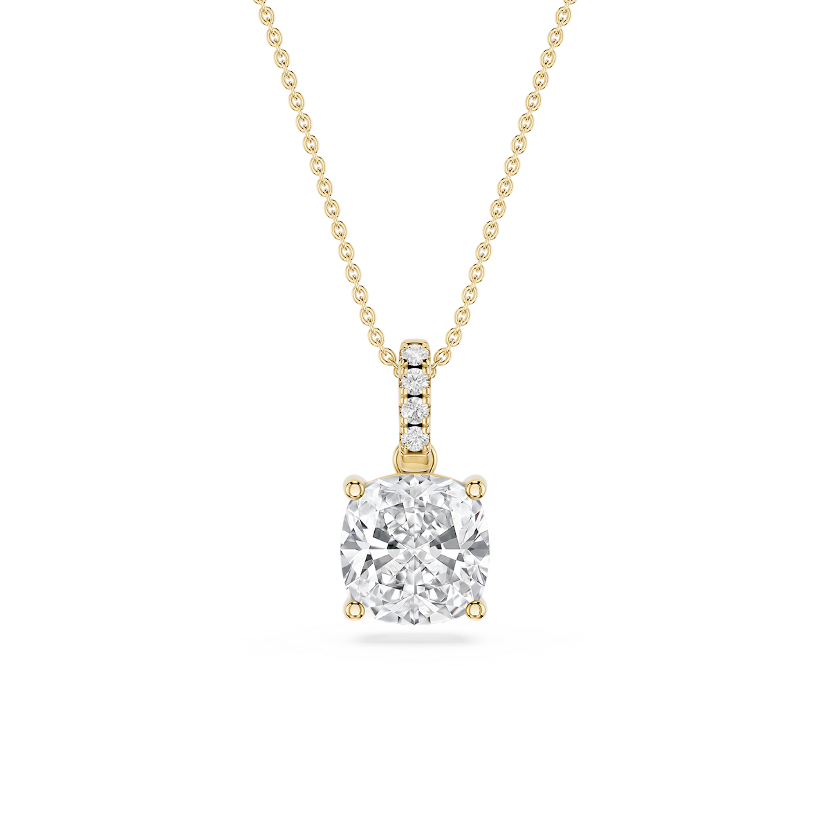 Cushion Lab Grown Diamond Hidden Halo Pendant - 16 to 18 Inches