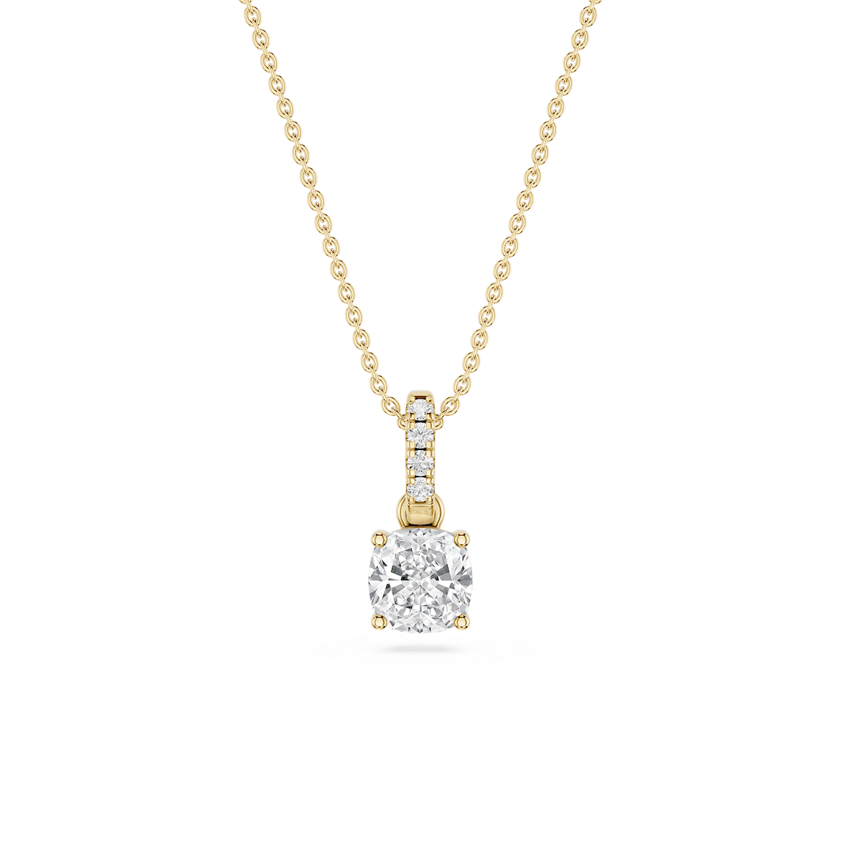 Cushion Lab Grown Diamond Hidden Halo Pendant - 16 to 18 Inches