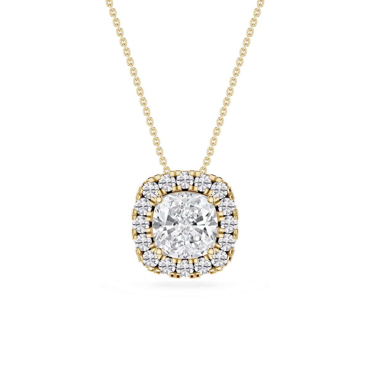 Cushion Lab Grown Diamond Halo Slide Pendant - 16 to 18 Inches