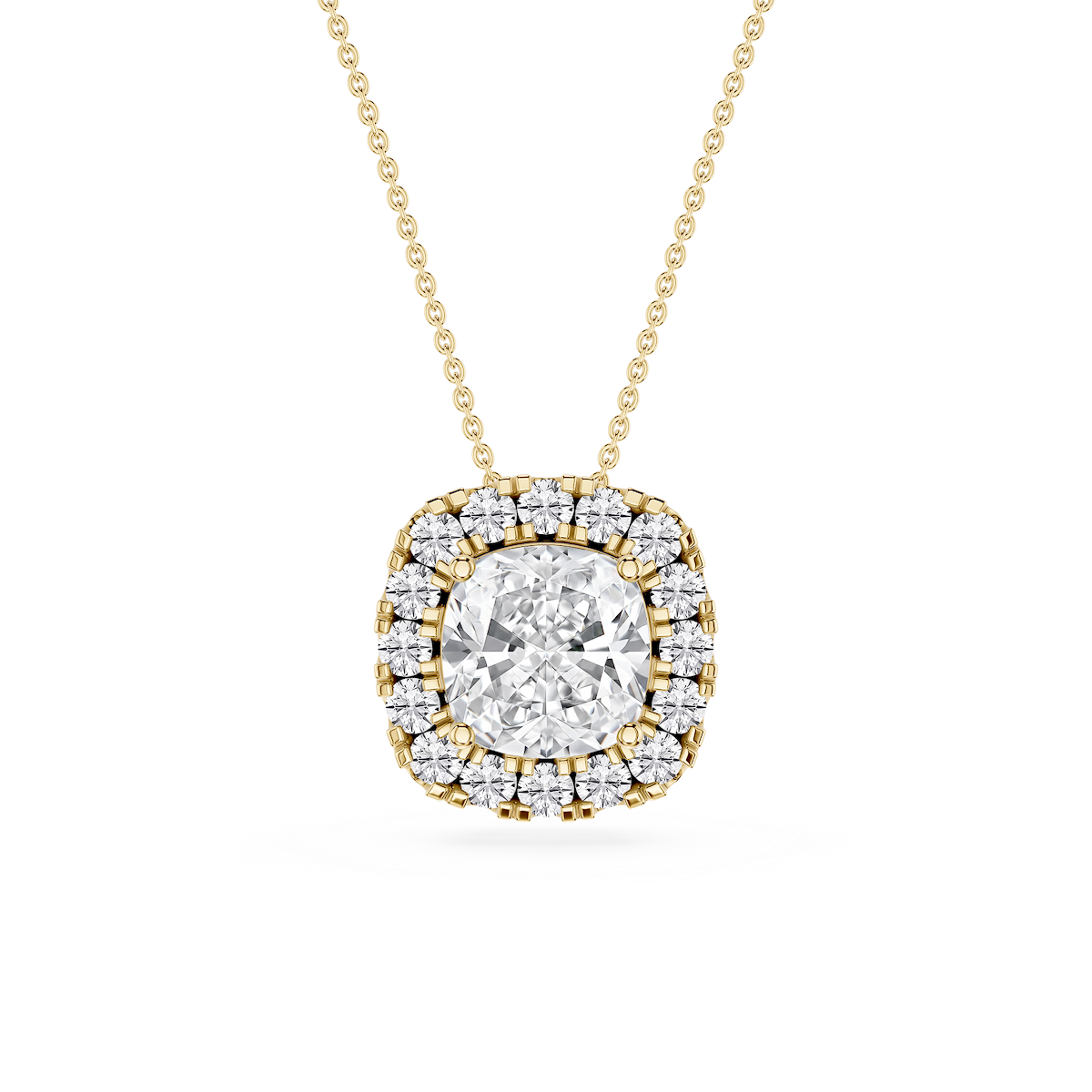 Cushion Lab Grown Diamond Halo Slide Pendant - 16 to 18 Inches