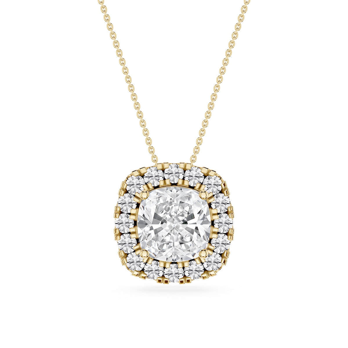 Cushion Lab Grown Diamond Halo Slide Pendant - 16 to 18 Inches