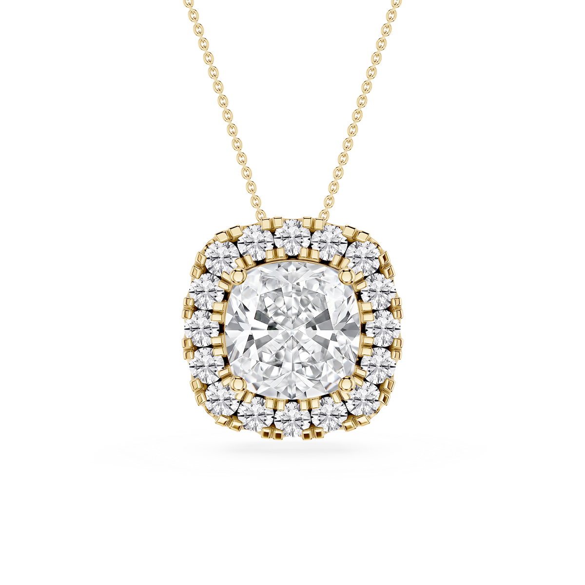 Cushion Lab Grown Diamond Halo Slide Pendant - 16 to 18 Inches