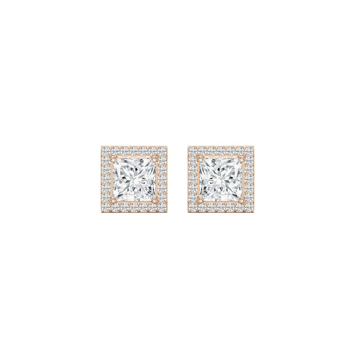 Princess Lab Grown Diamond Martini Halo Stud Earrings