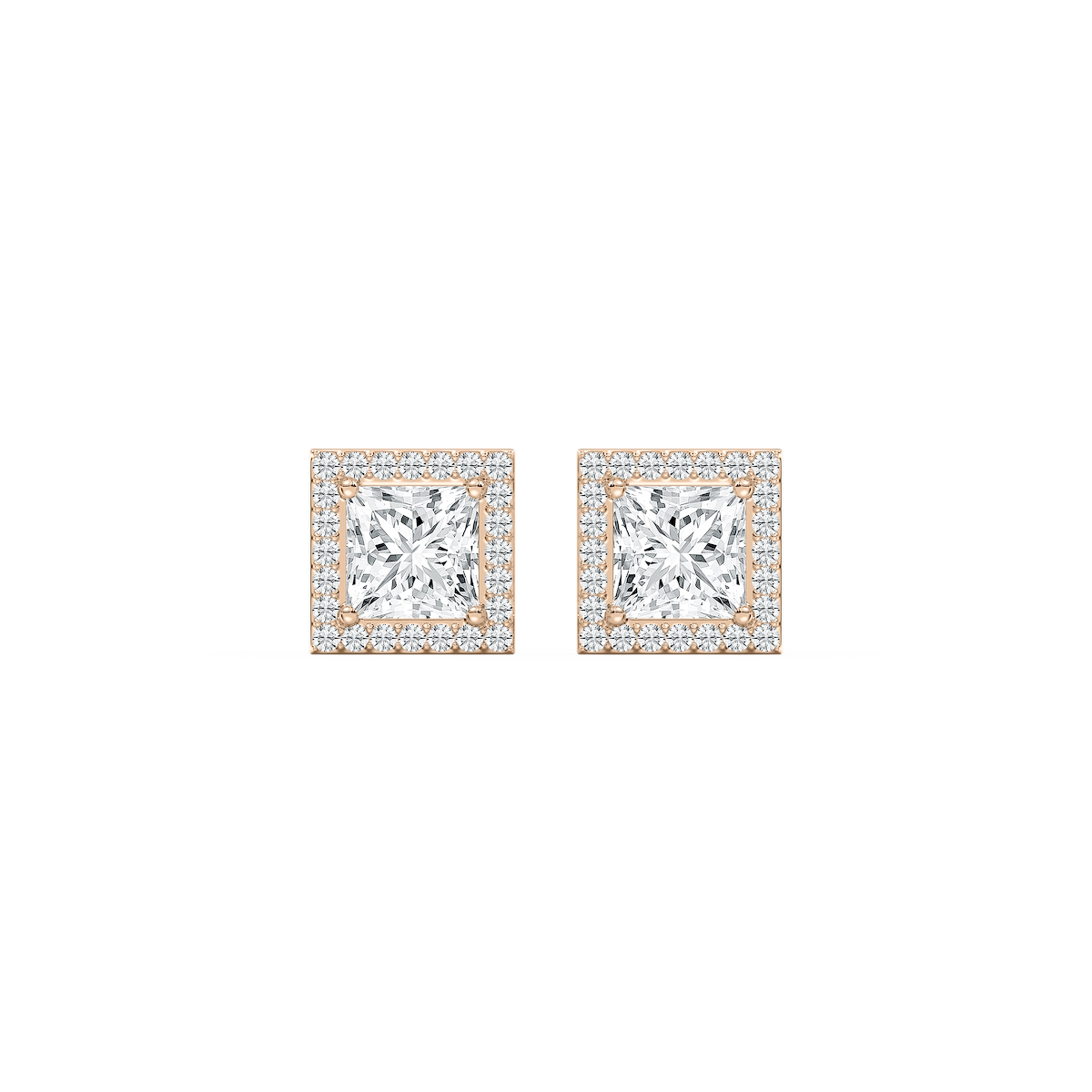 Princess Lab Grown Diamond Martini Halo Stud Earrings