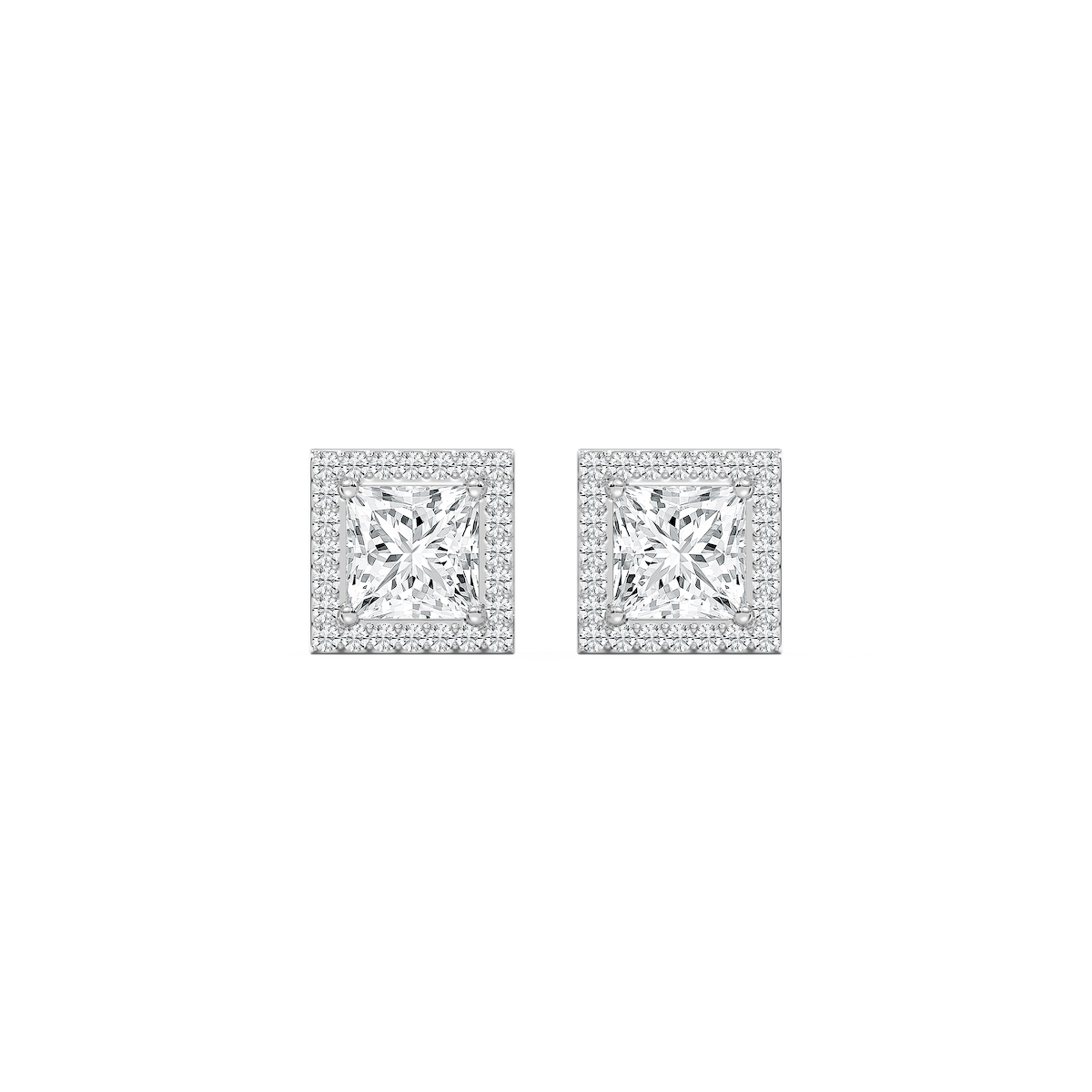 Princess Lab Grown Diamond Martini Halo Stud Earrings