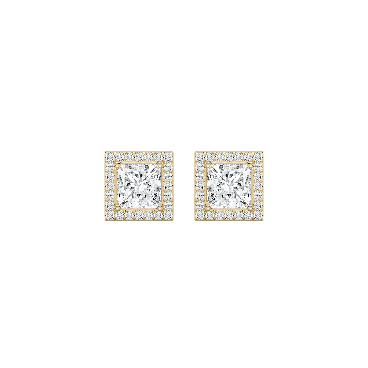 Princess Lab Grown Diamond Martini Halo Stud Earrings