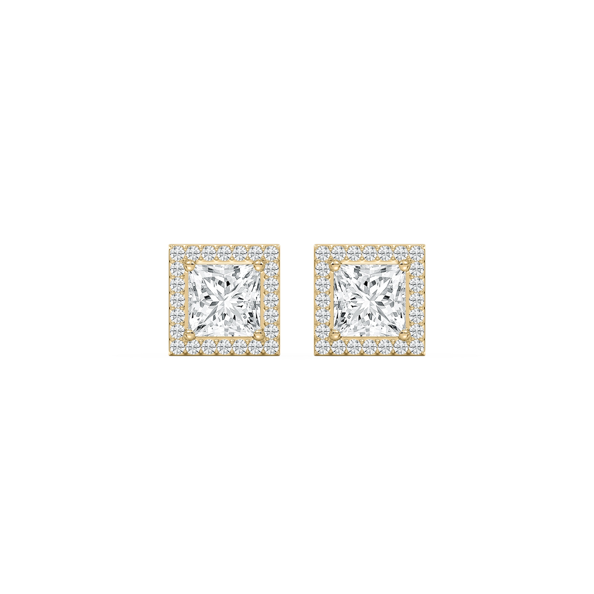 Princess Lab Grown Diamond Martini Halo Stud Earrings