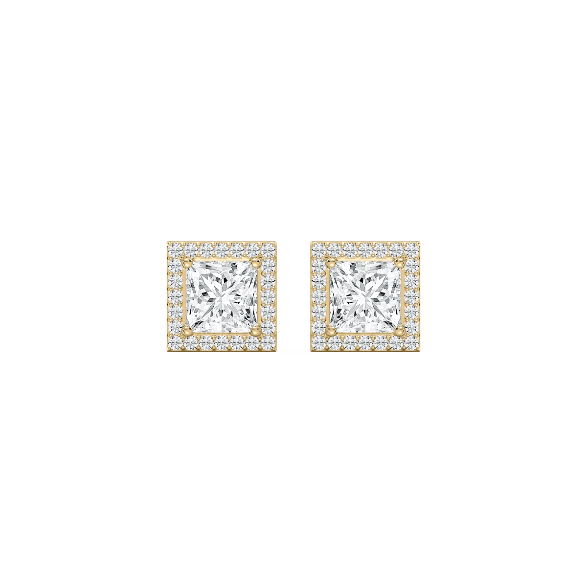 Princess Lab Grown Diamond Martini Halo Stud Earrings