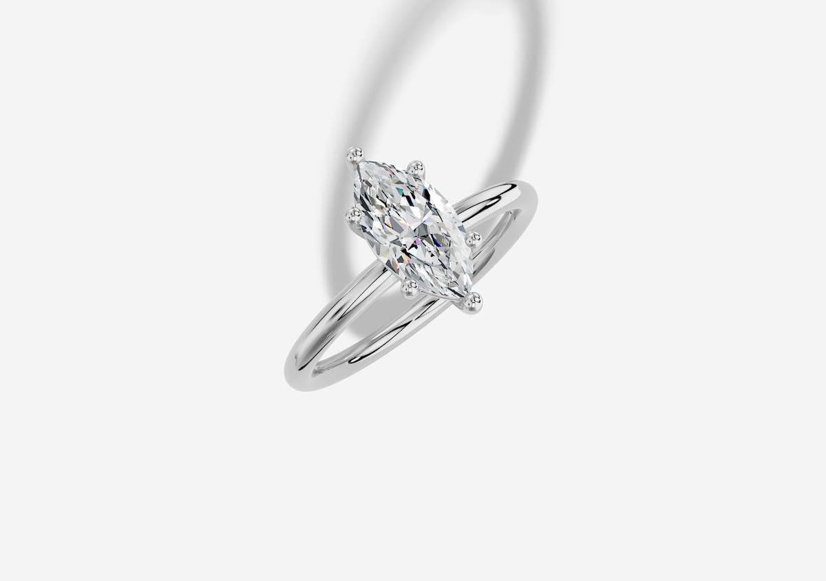1.00 ctw Marquise Cut Lab Grown Diamond Standard Classic 6 Prong Engagement Ring in 14K Gold