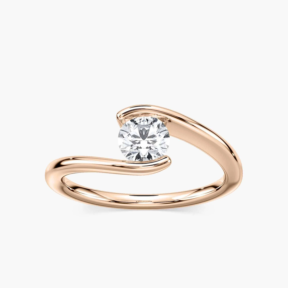 Daci Round Lab Grown Diamond Tension Style Solitaire Engagement Ring