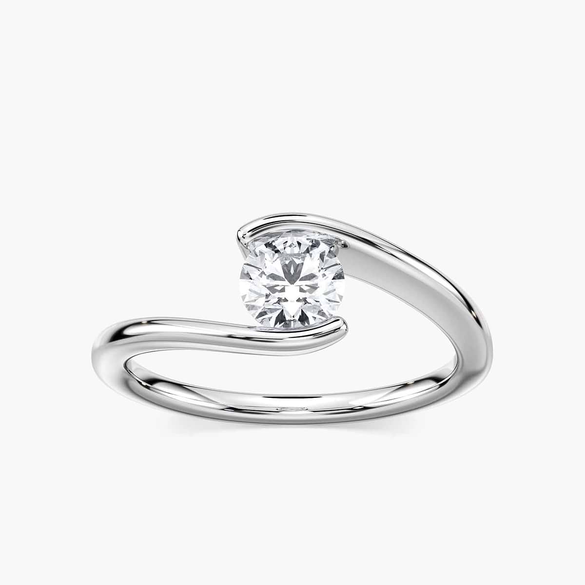 Daci Round Lab Grown Diamond Tension Style Solitaire Engagement Ring
