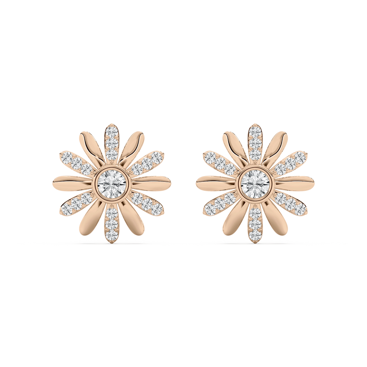 1 ctw Round Lab Grown Diamond Daisy Stud Earrings