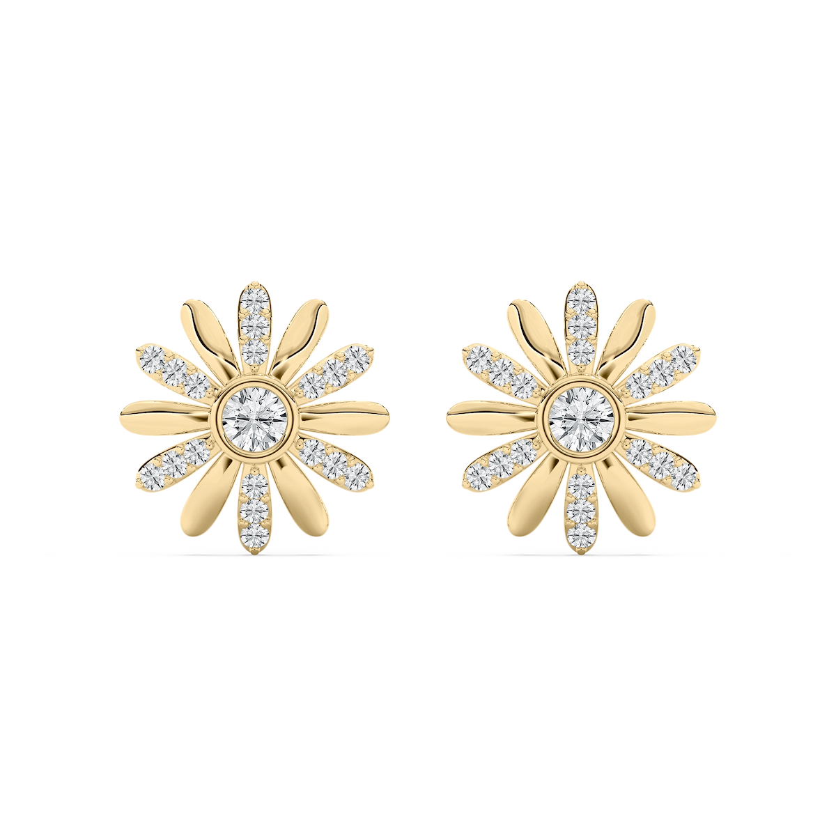 1 ctw Round Lab Grown Diamond Daisy Stud Earrings