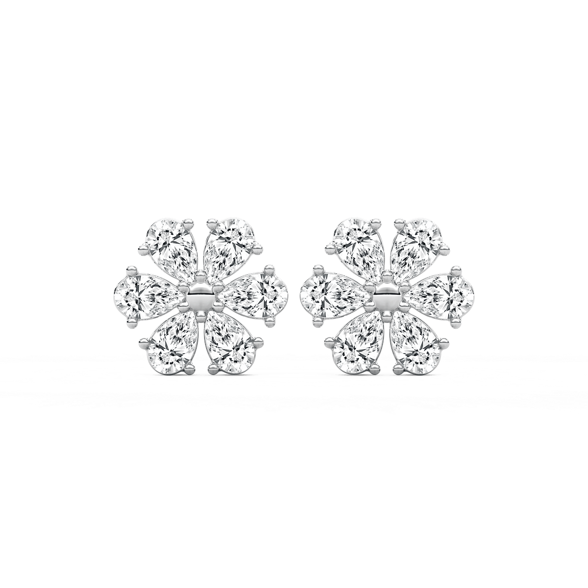 1/8 ctw Pear Lab Grown Diamond Daisy Stud Earrings