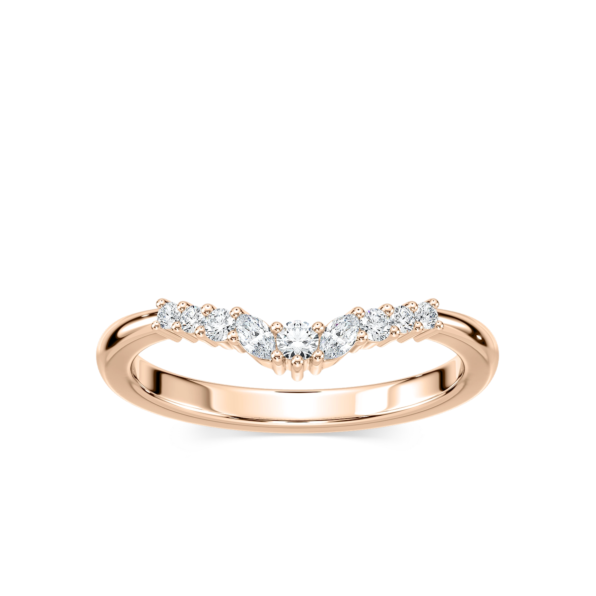 Capri 1/5 ctw Round and Marquise Lab Grown Diamond Chevron Curved Band