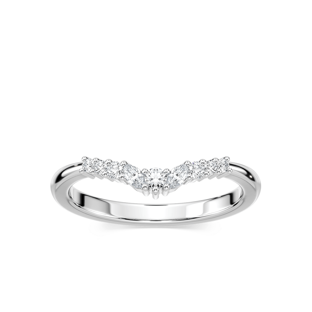 Capri 1/5 ctw Round and Marquise Lab Grown Diamond Chevron Curved Band