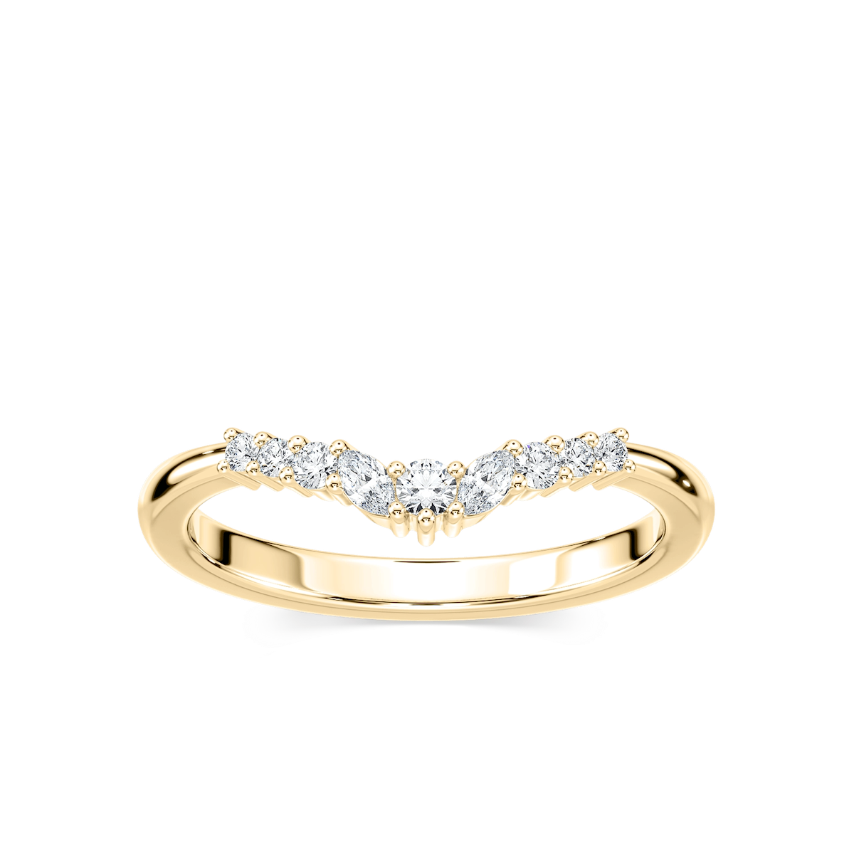Capri 1/5 ctw Round and Marquise Lab Grown Diamond Chevron Curved Band