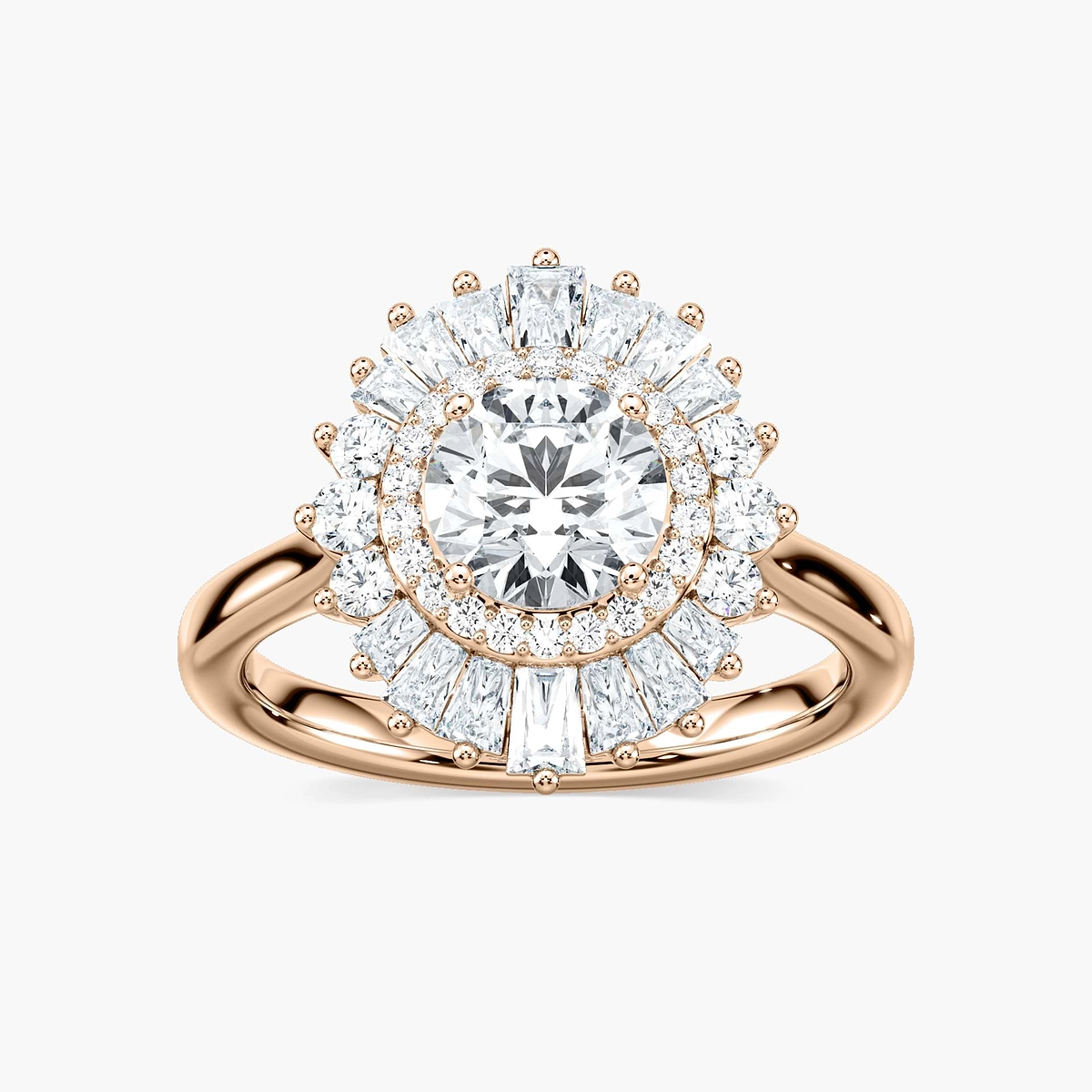 Delphine Round Lab Grown Diamond Ornate Vintage Double Halo Engagement Ring