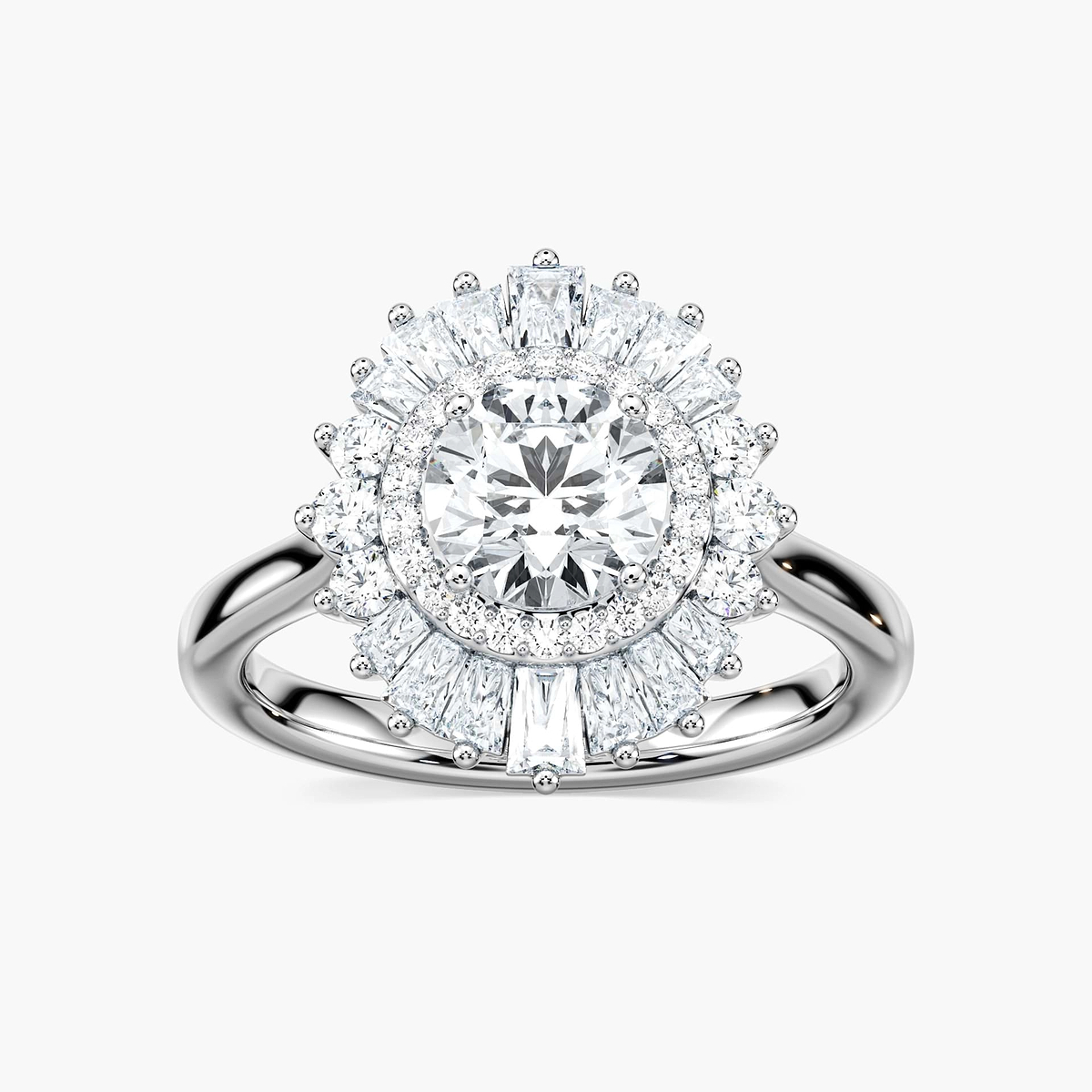 Delphine Round Lab Grown Diamond Ornate Vintage Double Halo Engagement Ring
