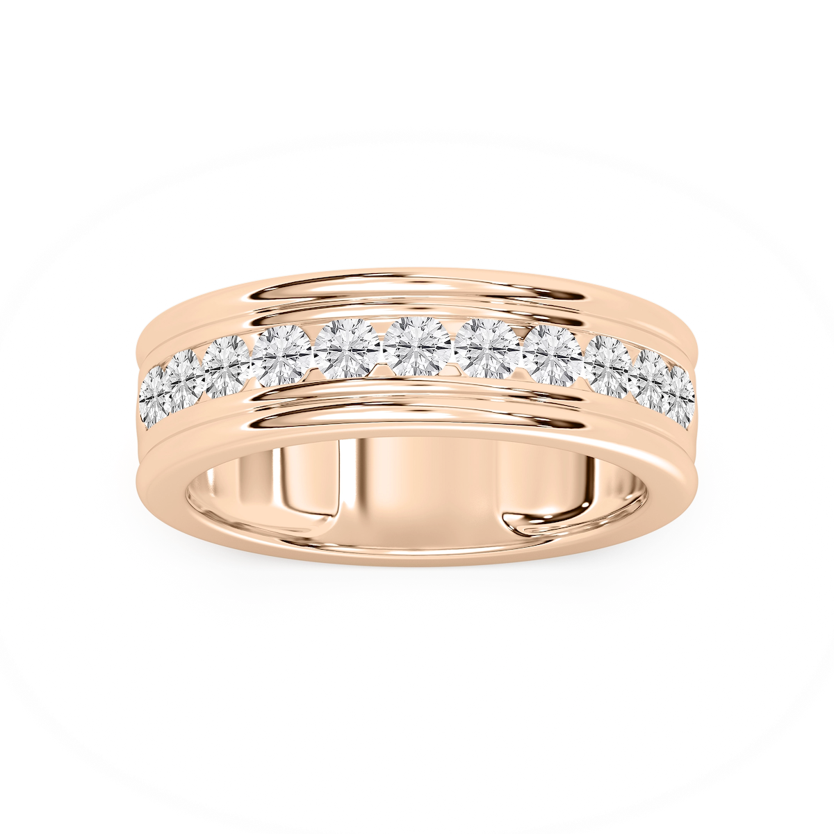 Alexander 1 ctw Round Lab Grown Diamond 7.25mm Channel Mens Wedding Band