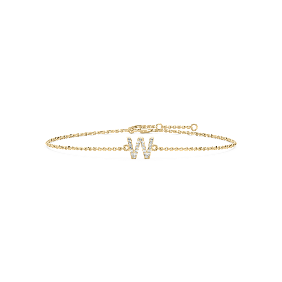 1/8 ctw Round Lab Grown Diamond Initial Bracelet – 7 Inches