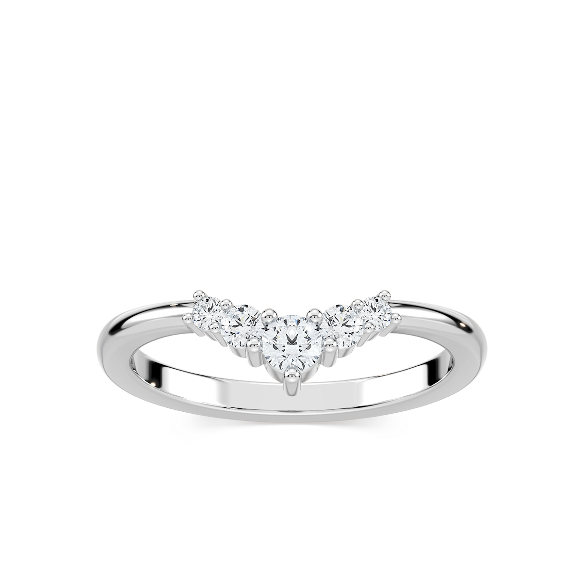 Kennedi 1/4 ctw Round Lab Grown Diamond Graduated Chevron Curved Band