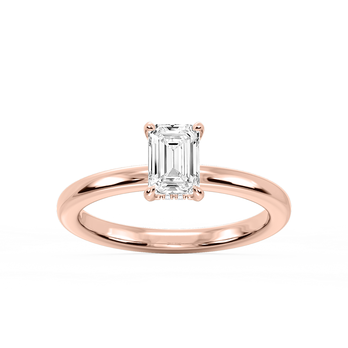 Donna Emerald Lab Grown Diamond Claw Prong Hidden Halo Engagement Ring