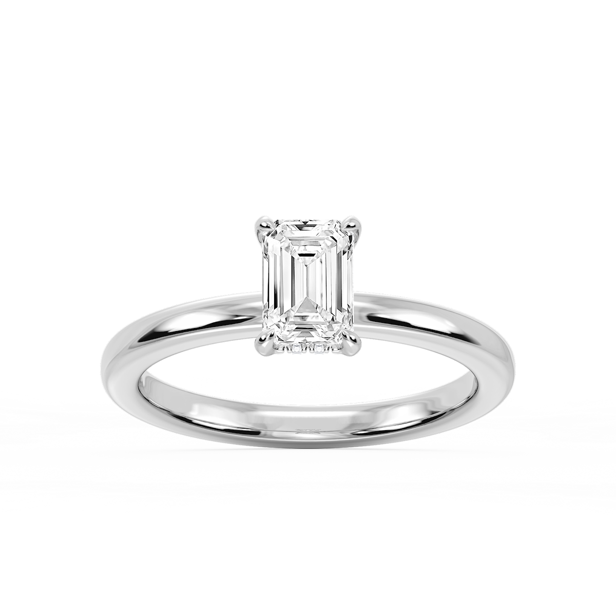 Donna Emerald Lab Grown Diamond Claw Prong Hidden Halo Engagement Ring