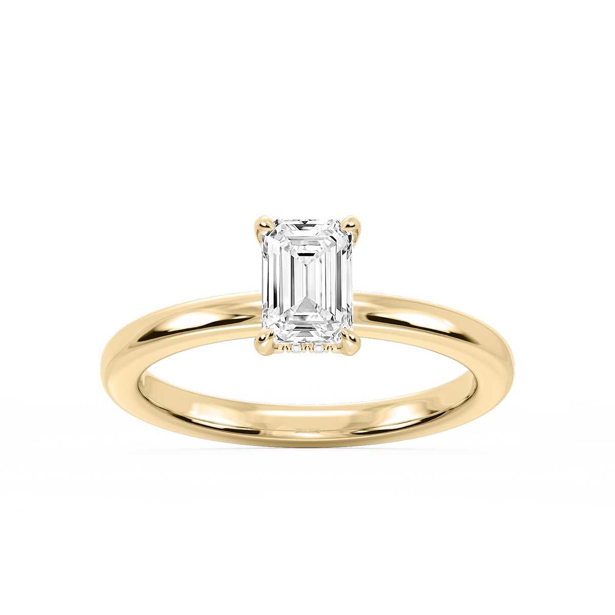 Donna Emerald Lab Grown Diamond Claw Prong Hidden Halo Engagement Ring