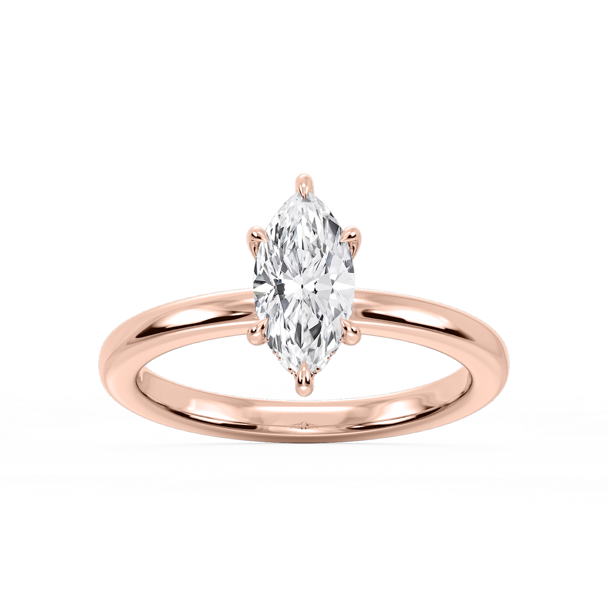 Donna Marquise Lab Grown Diamond Claw Prong Hidden Halo Engagement Ring
