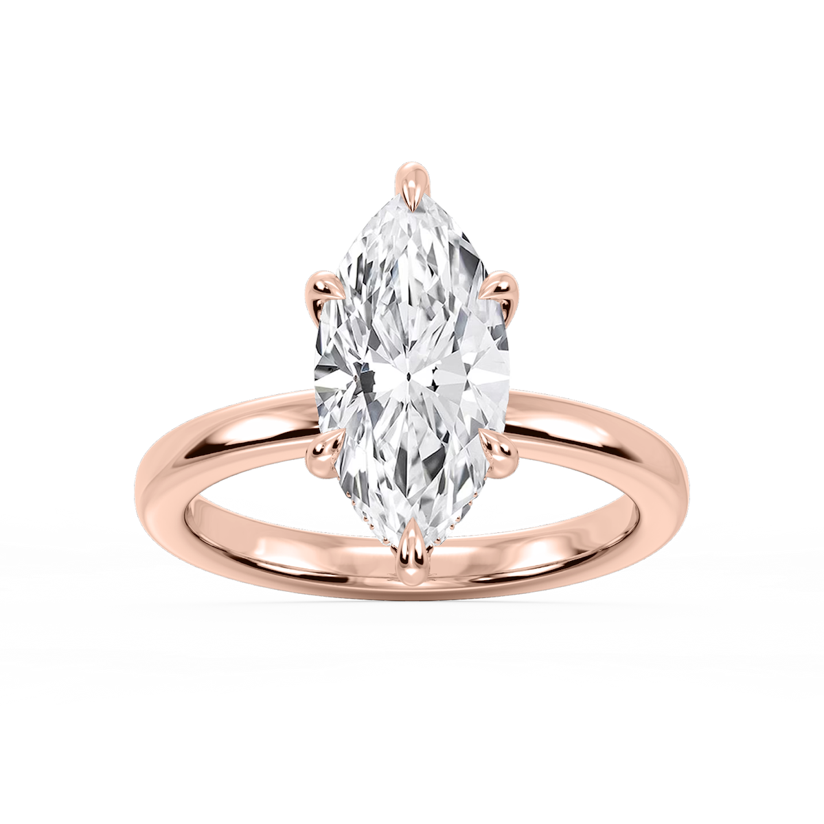 Donna Marquise Lab Grown Diamond Claw Prong Hidden Halo Engagement Ring