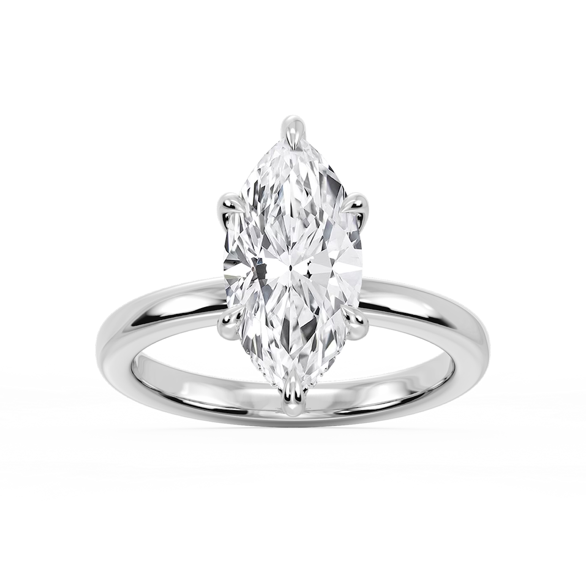 Donna Marquise Lab Grown Diamond Claw Prong Hidden Halo Engagement Ring
