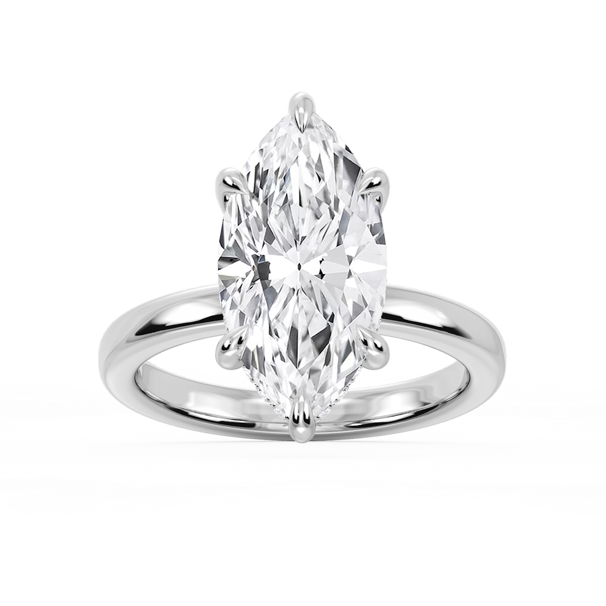Donna Marquise Lab Grown Diamond Claw Prong Hidden Halo Engagement Ring