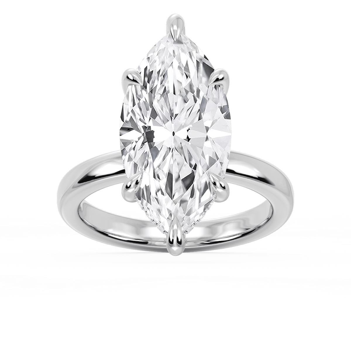 Donna Marquise Lab Grown Diamond Claw Prong Hidden Halo Engagement Ring