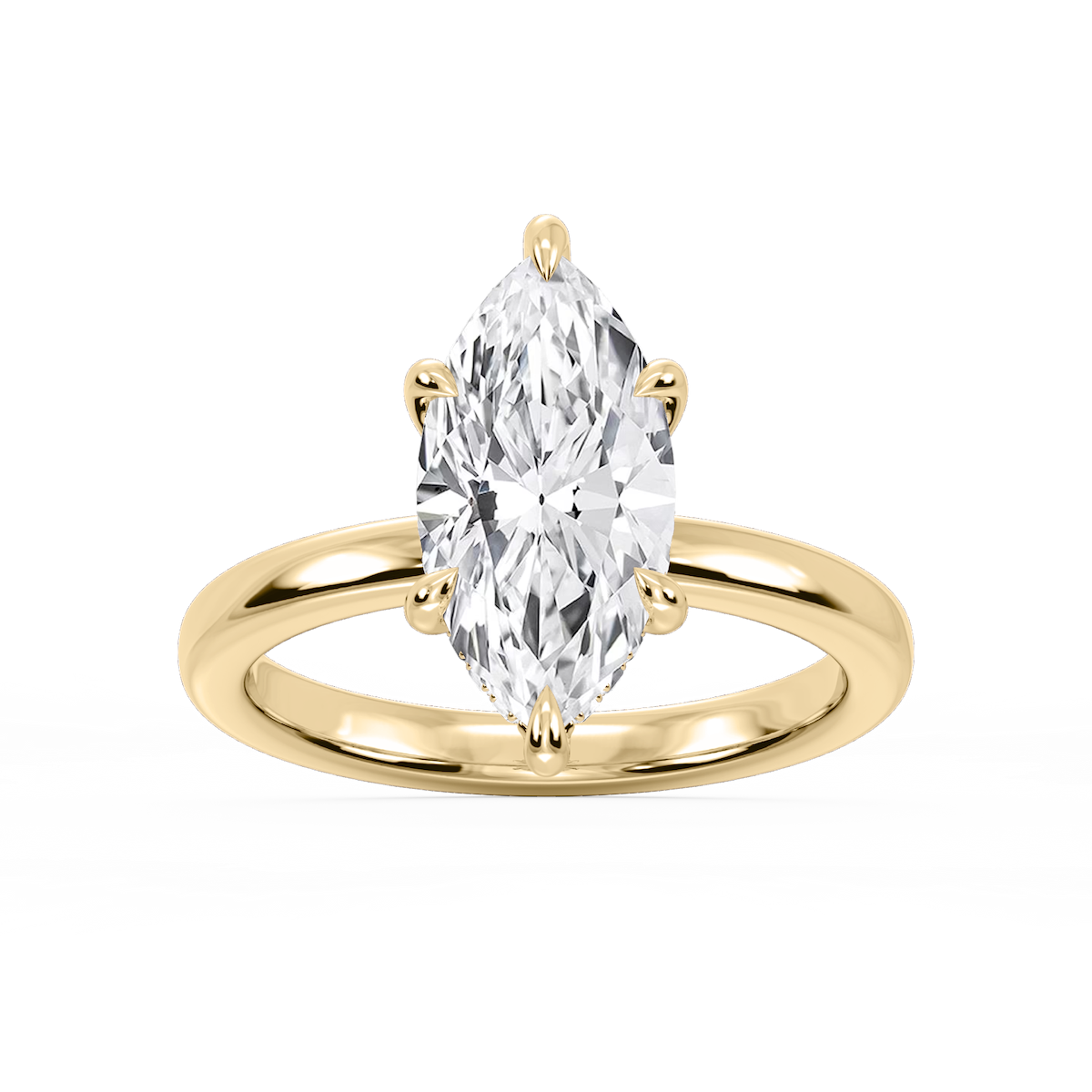Donna Marquise Lab Grown Diamond Claw Prong Hidden Halo Engagement Ring