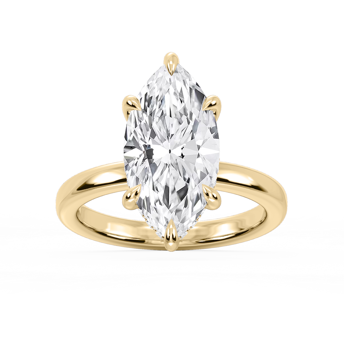 Donna Marquise Lab Grown Diamond Claw Prong Hidden Halo Engagement Ring