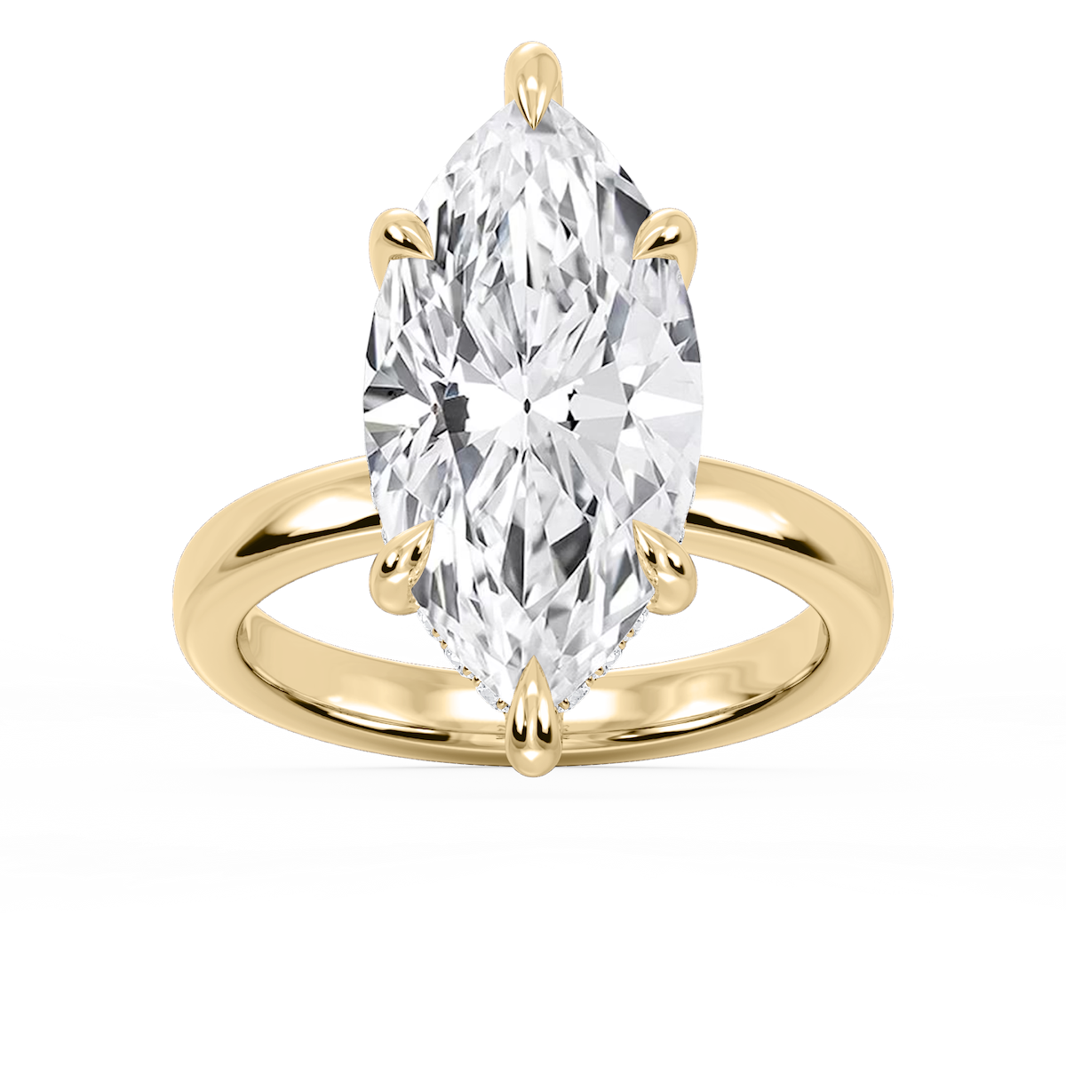 Donna Marquise Lab Grown Diamond Claw Prong Hidden Halo Engagement Ring