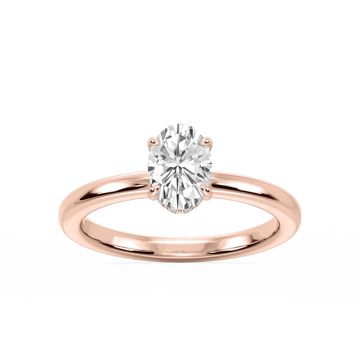 Donna Oval Lab Grown Diamond Claw Prong Hidden Halo Engagement Ring