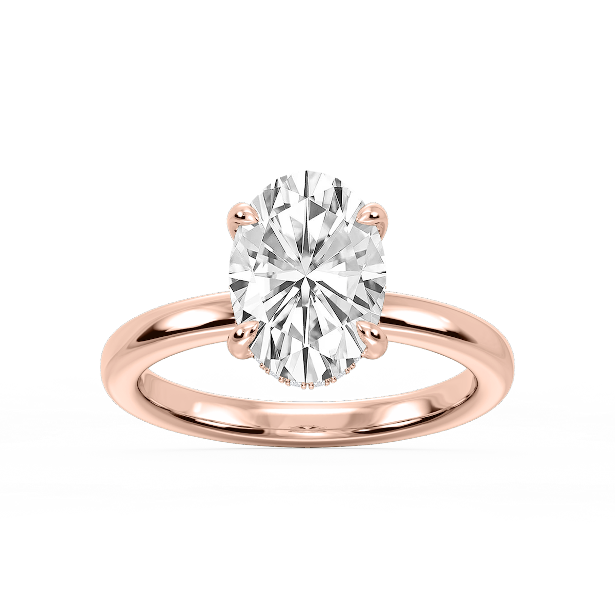 Donna Oval Lab Grown Diamond Claw Prong Hidden Halo Engagement Ring