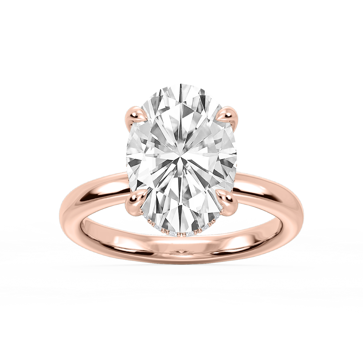 Donna Oval Lab Grown Diamond Claw Prong Hidden Halo Engagement Ring