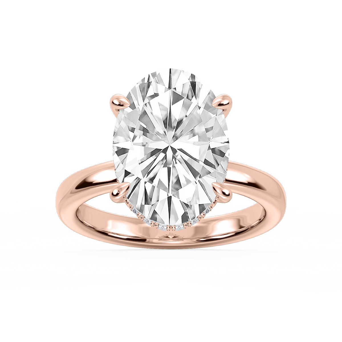 Donna Oval Lab Grown Diamond Claw Prong Hidden Halo Engagement Ring