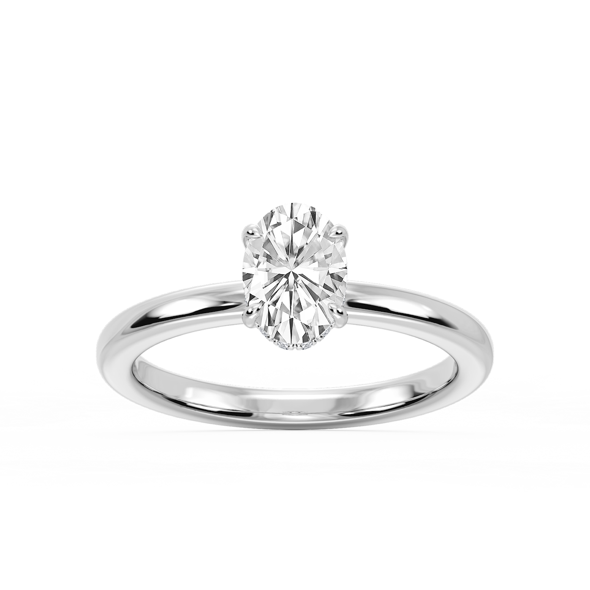 Donna Oval Lab Grown Diamond Claw Prong Hidden Halo Engagement Ring