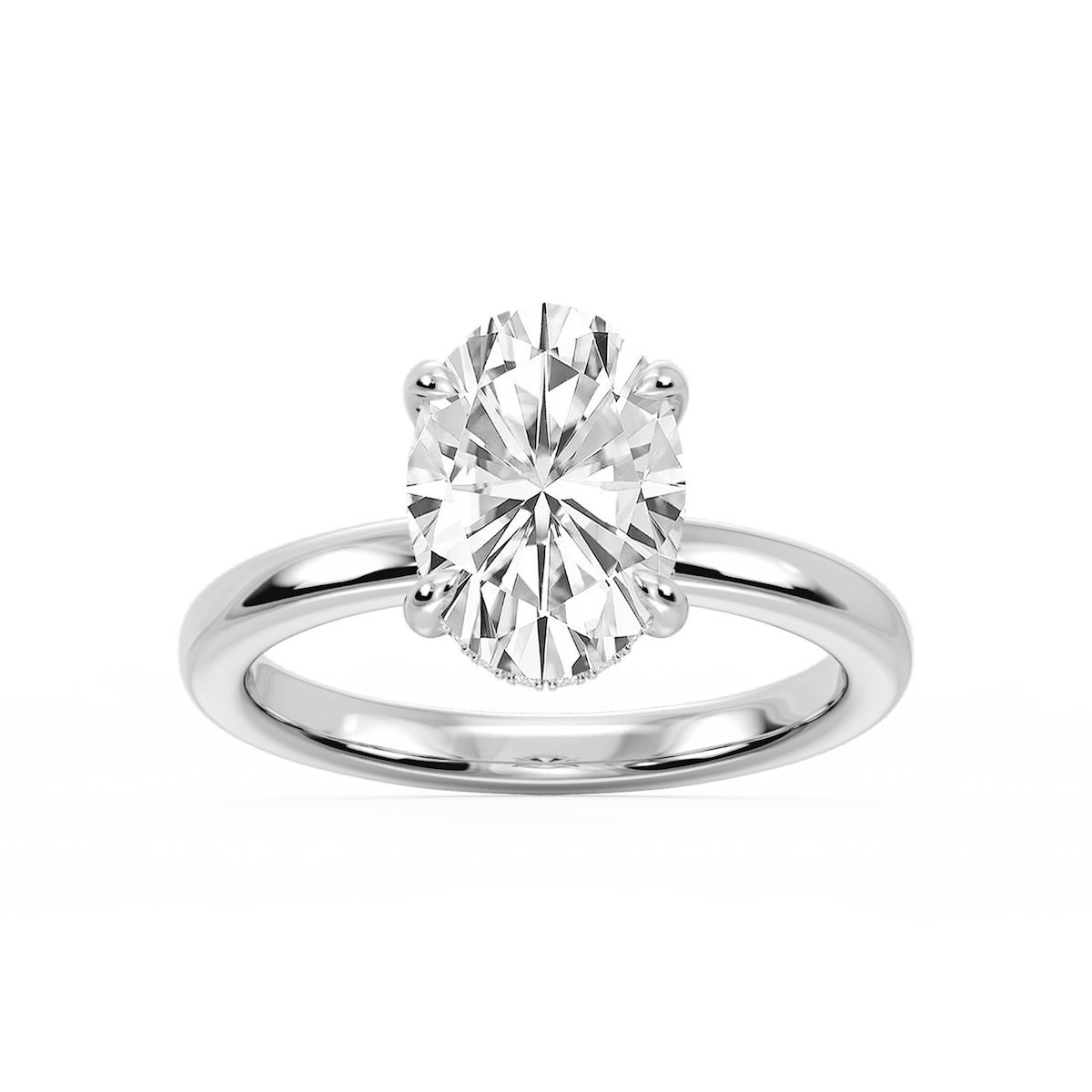 Donna Oval Lab Grown Diamond Claw Prong Hidden Halo Engagement Ring