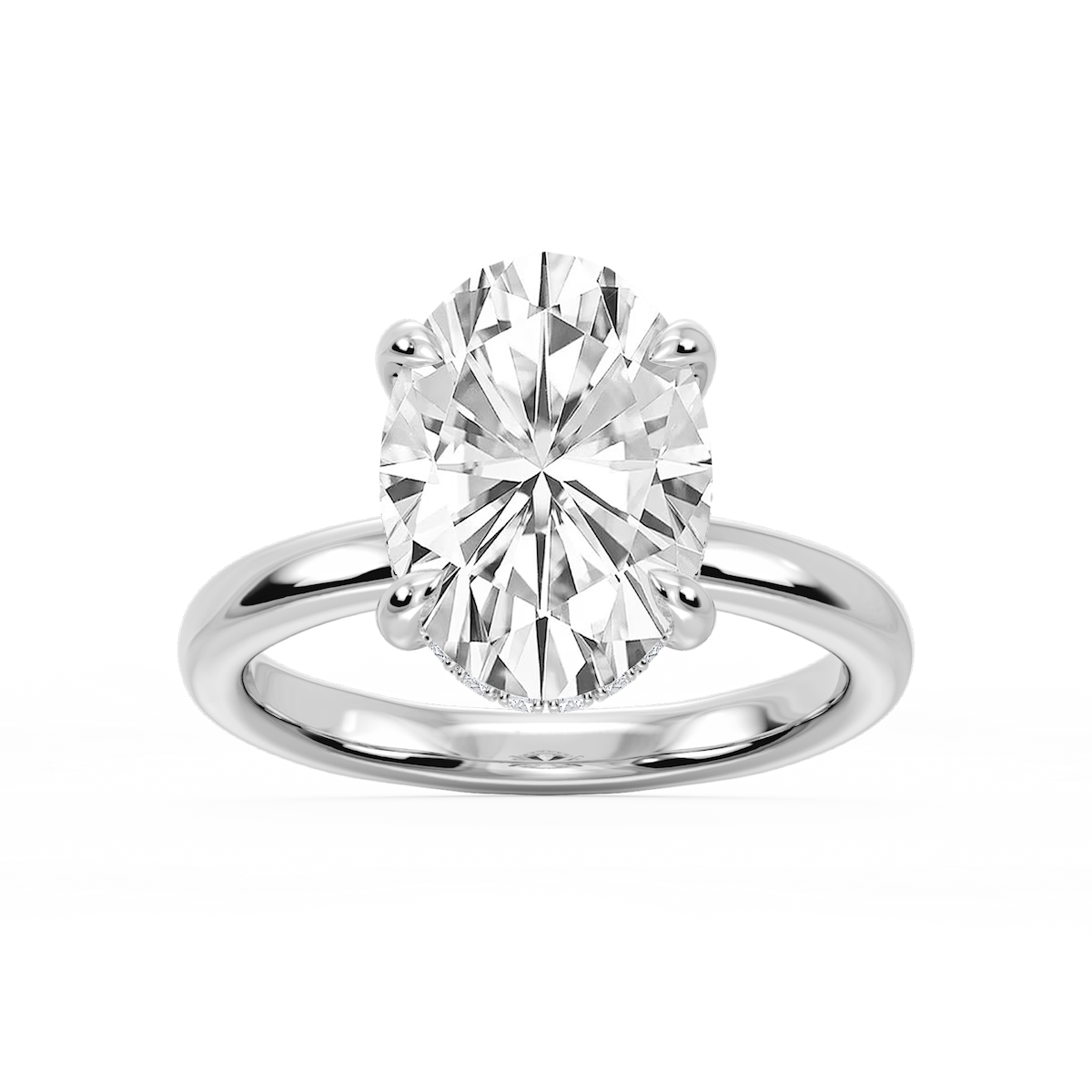 Donna Oval Lab Grown Diamond Claw Prong Hidden Halo Engagement Ring