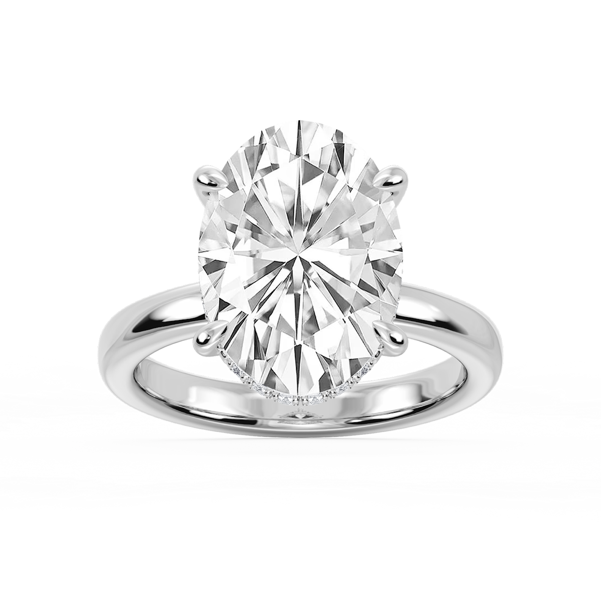 Donna Oval Lab Grown Diamond Claw Prong Hidden Halo Engagement Ring
