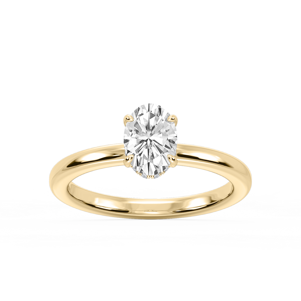 Donna Oval Lab Grown Diamond Claw Prong Hidden Halo Engagement Ring
